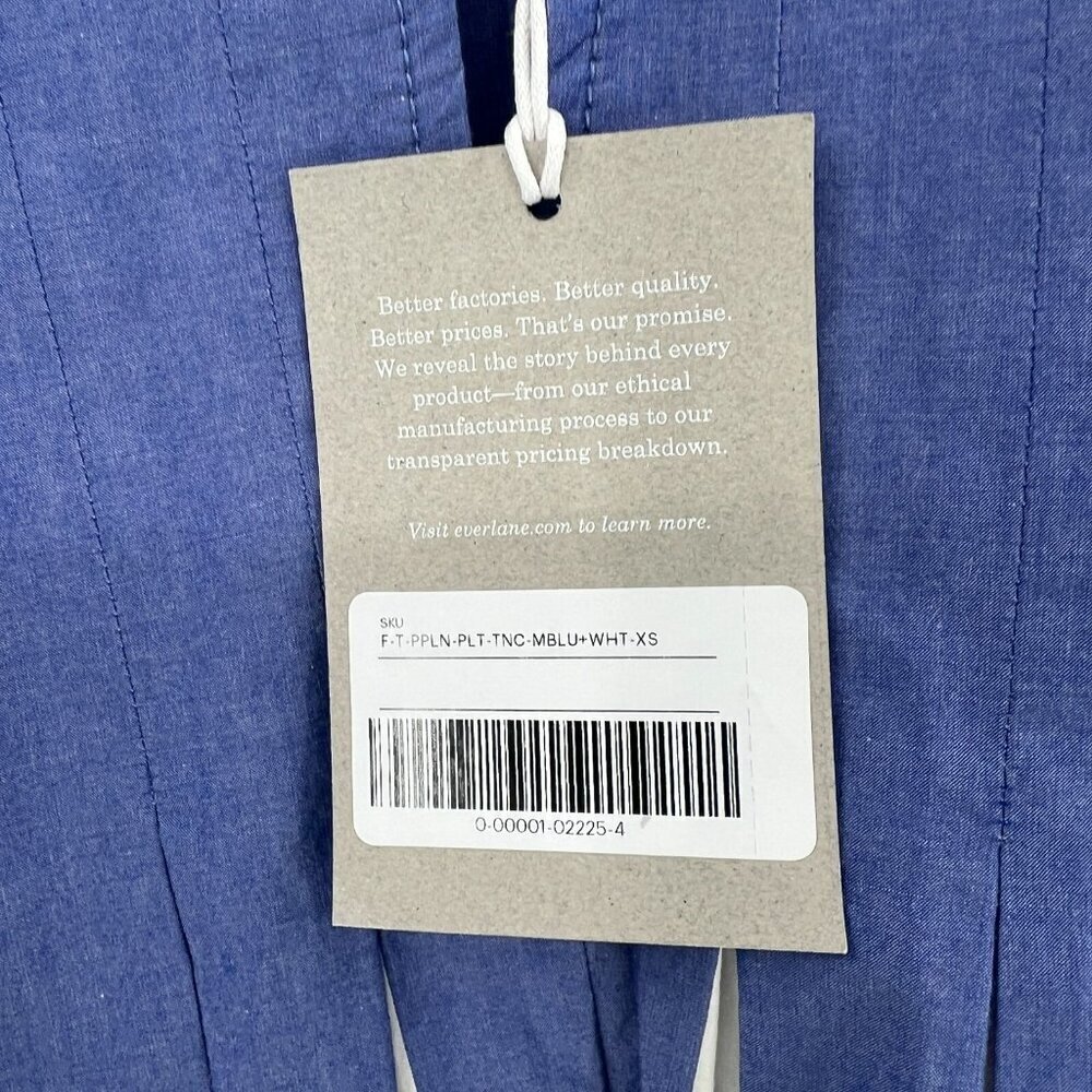 NWT Everlane The Poplin Tunic Mazarine Blue Bone Blouse Women's XS Oversize $88 - Picture 4 of 5